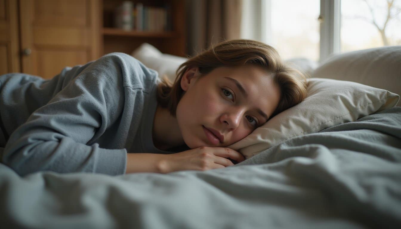 Adult resting during detox in a warm, private residential treatment bedroom