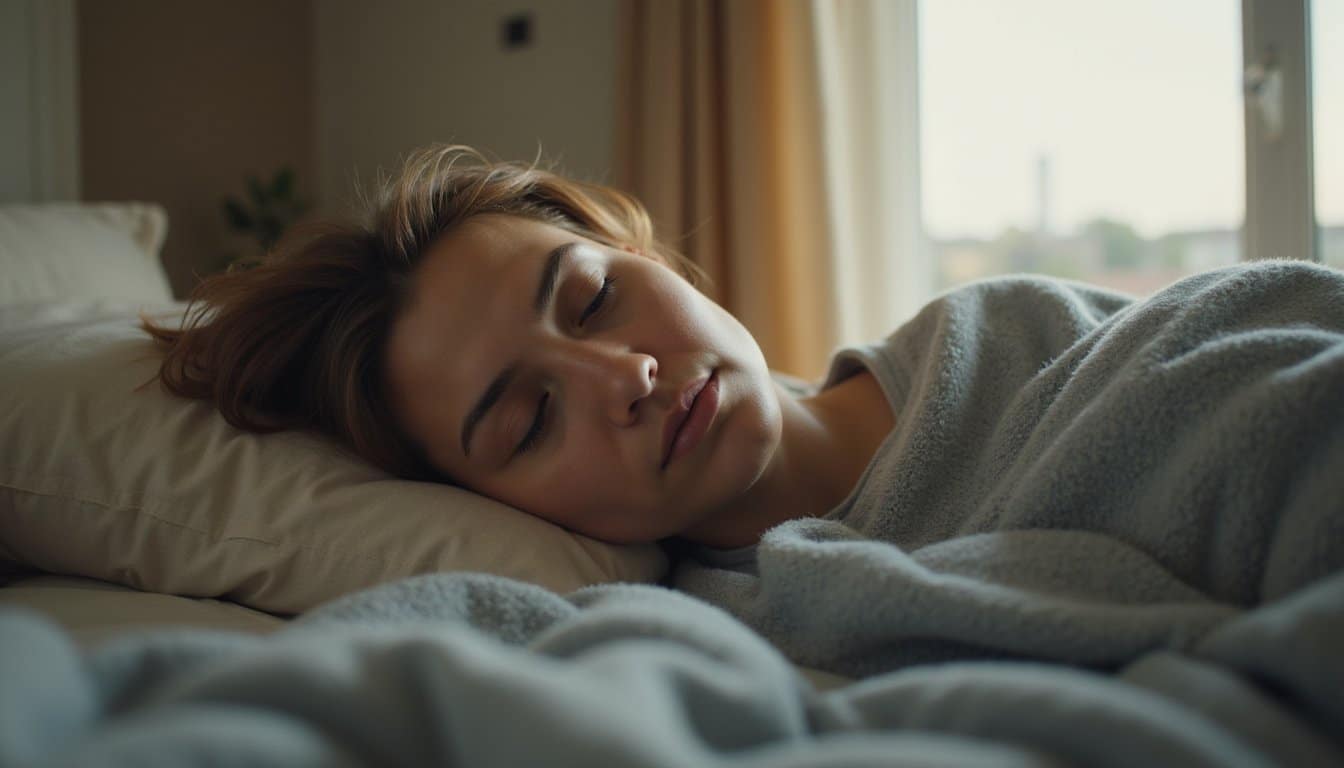 Comfort-focused detox bedroom with an adult resting in a peaceful atmosphere