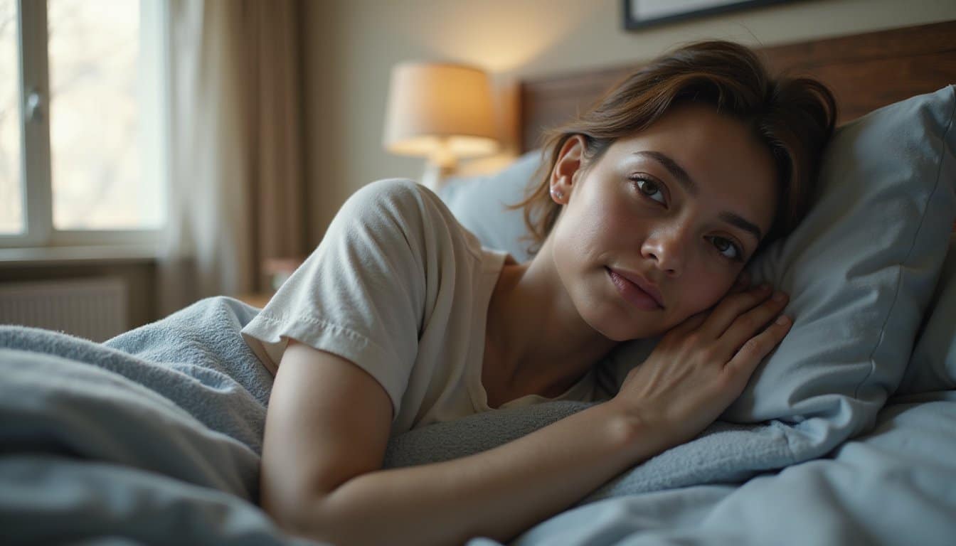 Residential detox bedroom with an adult resting in a quiet recovery moment