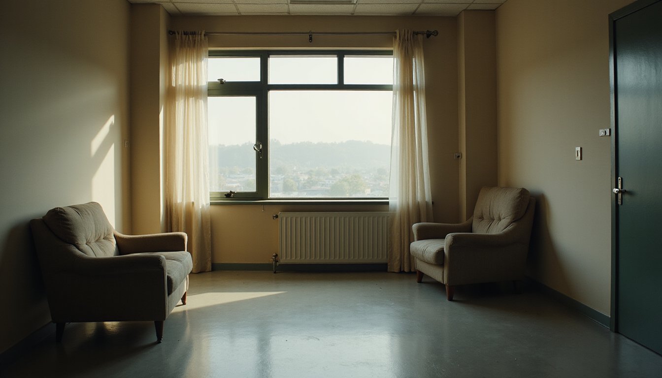 Still recovery lounge interior illuminated by soft natural light