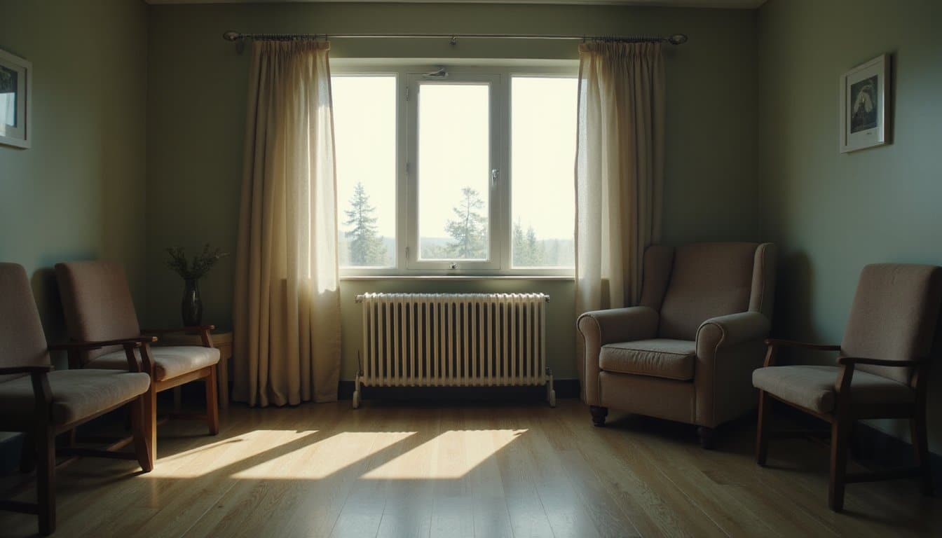 Quiet recovery lounge showing an armchair in natural window light