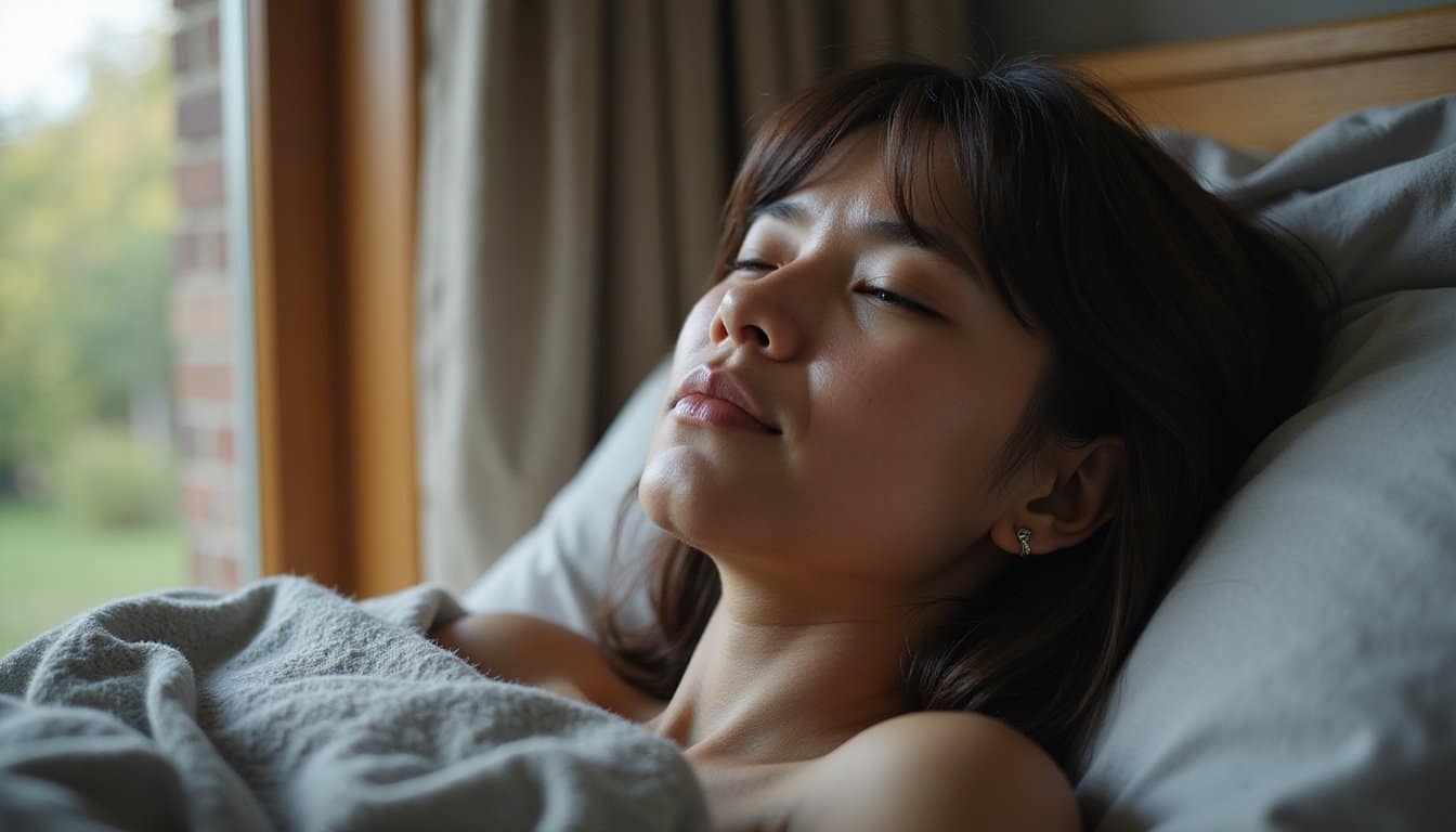 Adult relaxing in a residential detox space with calm lighting and neutral decor